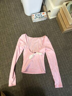 Edikted low back pink bow long sleeve